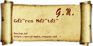Görcs Máté névjegykártya