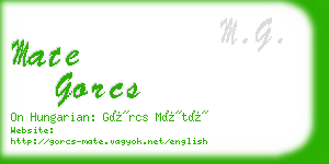 mate gorcs business card